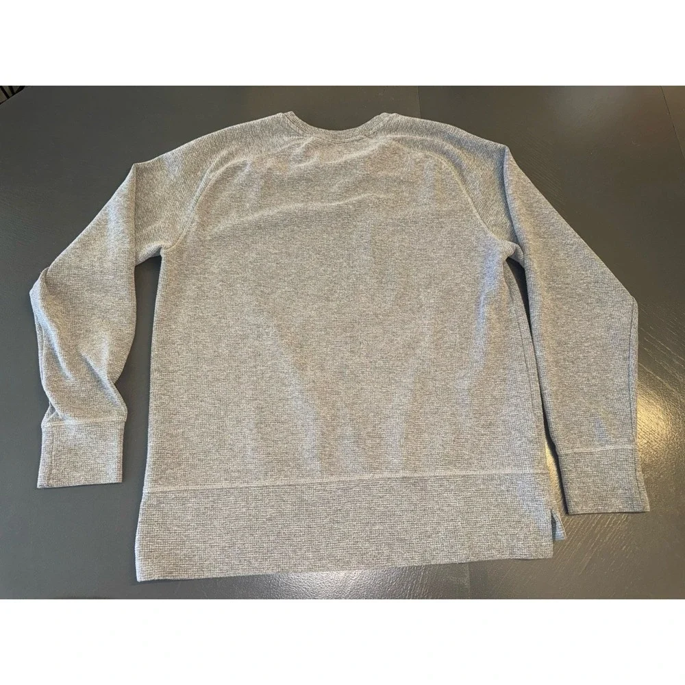 Champion Mens Size L Gray Waffle Knit Pullover Crew Sweater Warm‎ Thermal